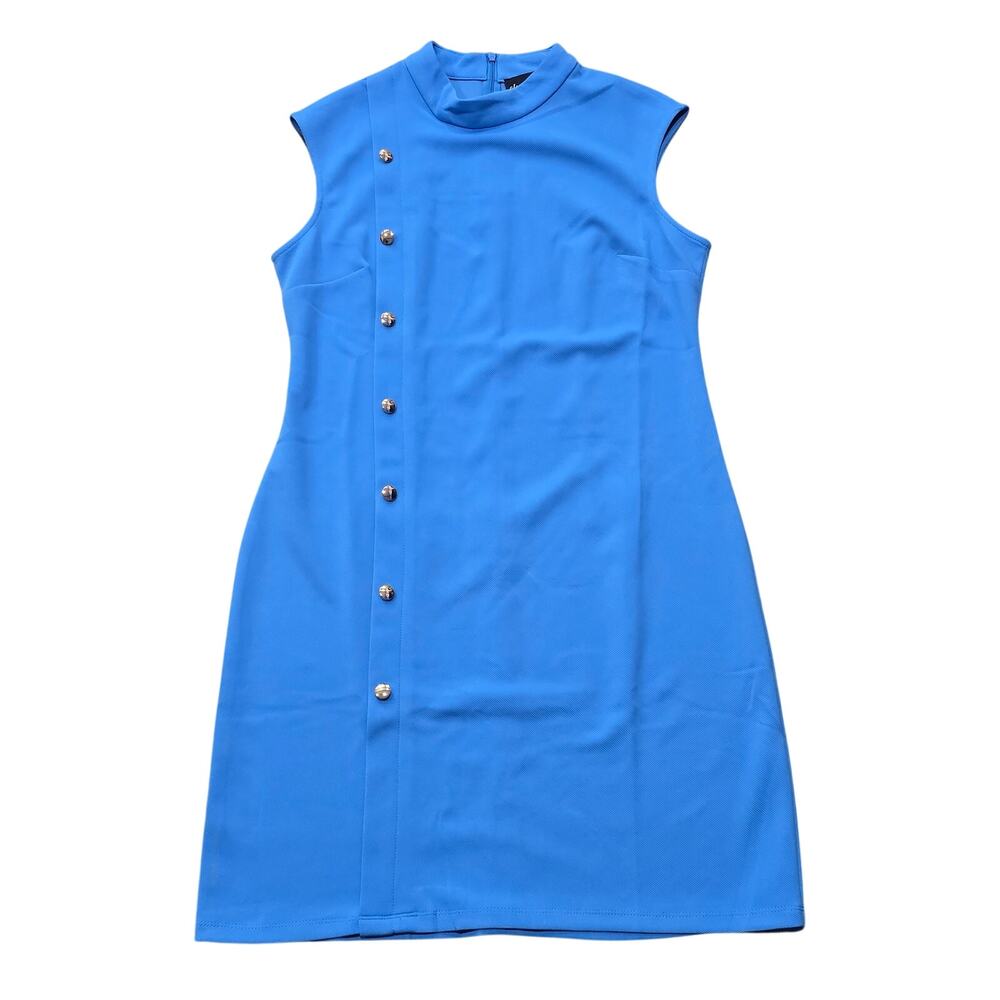 Clover and Sloane Blue Sleeveless Mock Neck Dress